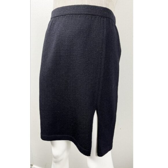 ST. JOHN SJK SANTANA KNITS BLACK FRONT SLIT SKIRT 2 - Picture 2 of 3